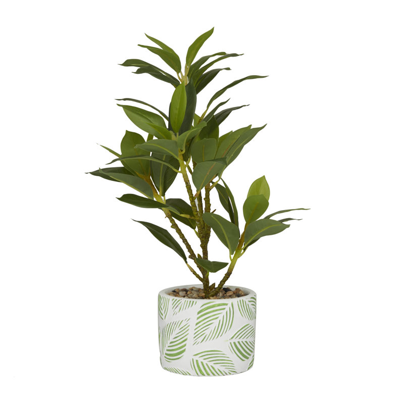 16.2 " H Faux Plant in Cement Pot
