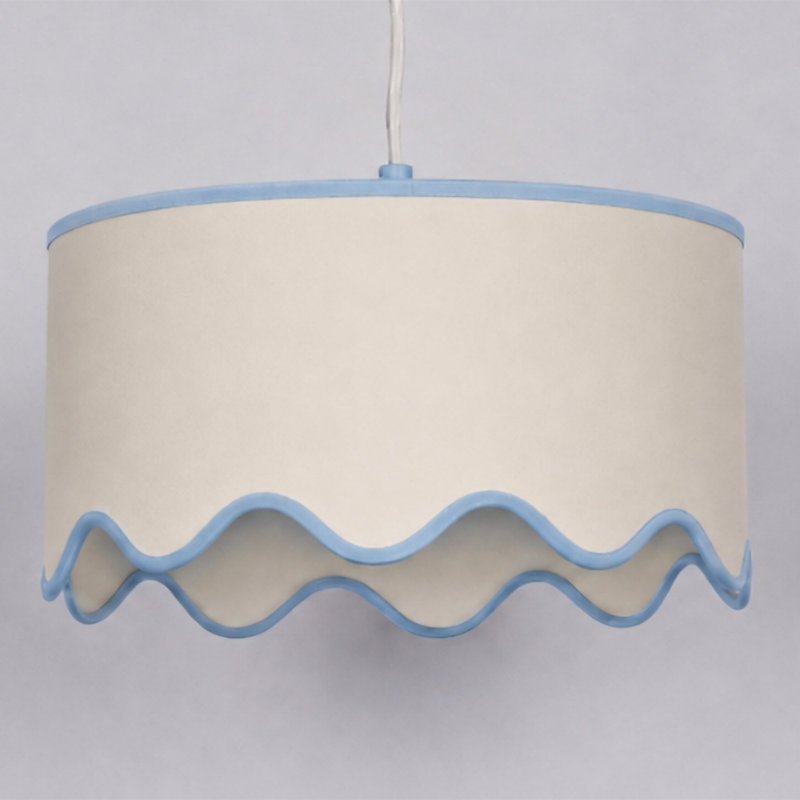 Luminaire suspendu tambour en tissu à 1 lumière à intensité variable de 13 po de largeur, Bleu