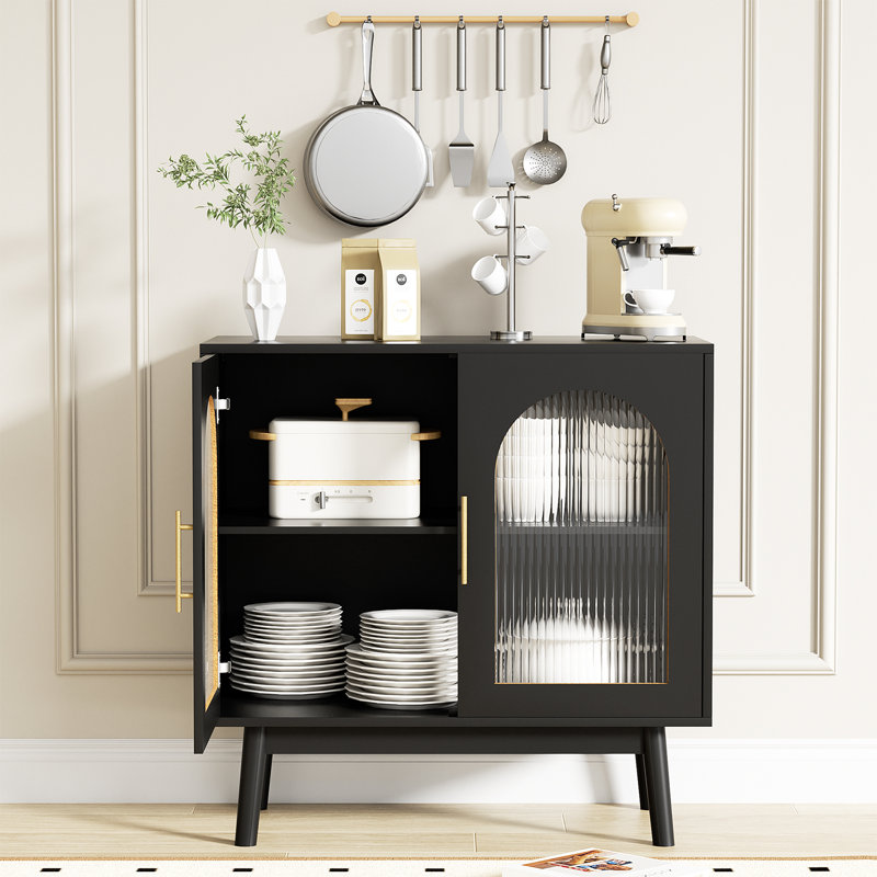 Armoire décorative noire 31,5 po à 2 portes avec tablette réglable, Individuel