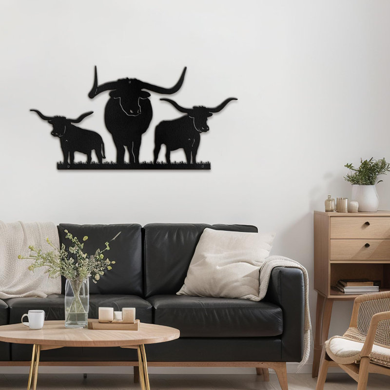Décoration murale en métal, Noir, H 15 po x l 30 po x P 0,05 po