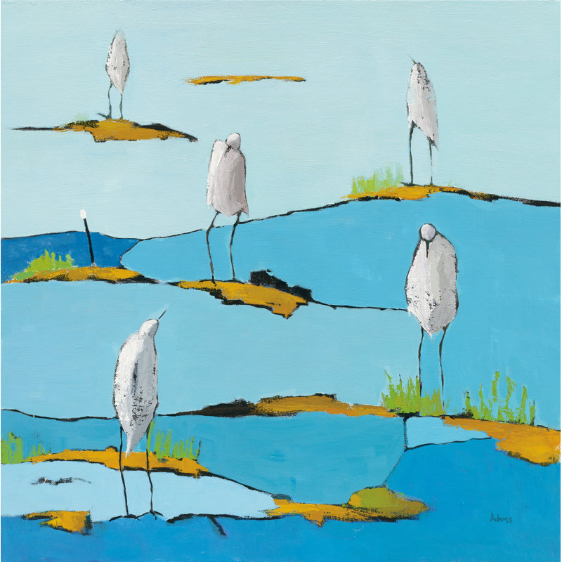«Beach Bums» par Phyllis Adams - peinture sur toile tendue, H 12 po x l 12 po