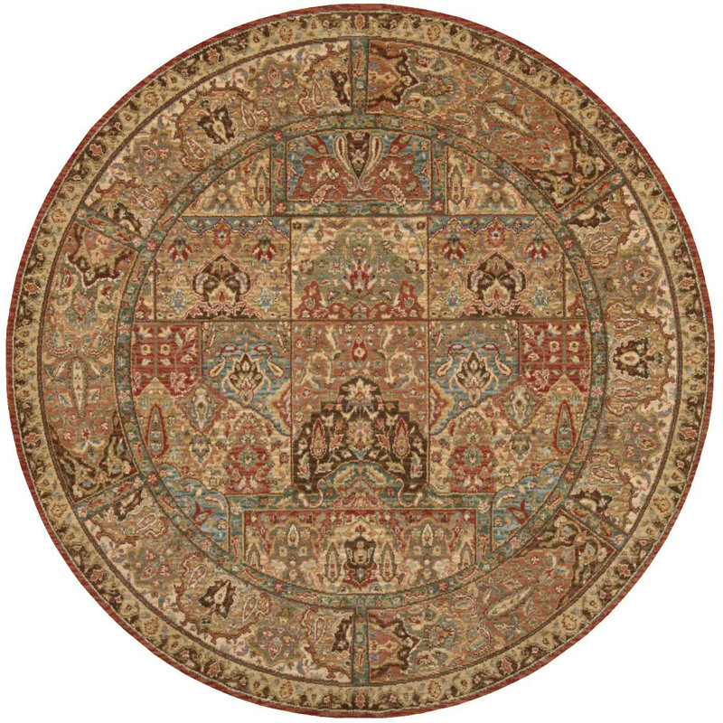 Tapis brun en laine Neddra, Rond 5 pi 10 po