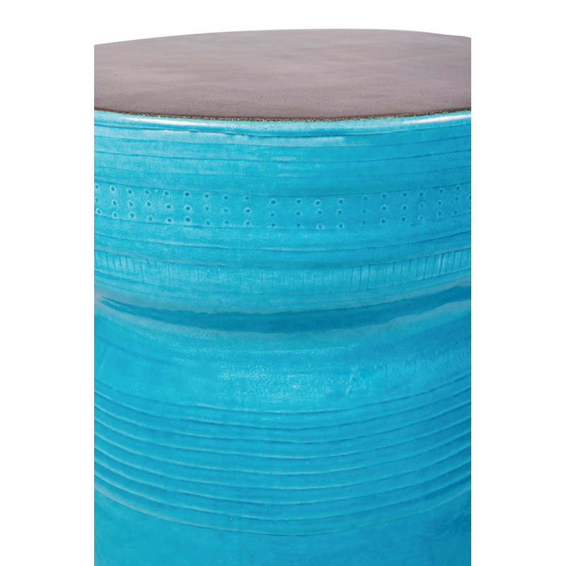 Ancaris Outdoor Round Side Table, Aquamarine Gloss