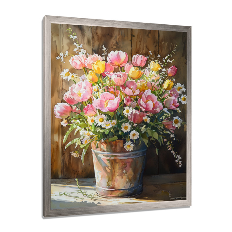 Chappel - reproduction d'art sur toile florale, H 20 po x l 12 po, Picture Framed, Argent argent