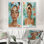 Ensemble de 2 pièces d'art mural pour salle de bain rose et bleu
