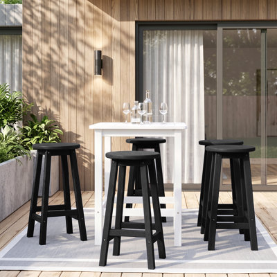 Ensemble de 2 tabourets ronds de 24 pouces à hauteur de comptoir de 2, comptoir extérieur en PEHD toutes saisons pour îlot de cuisine, coin repas, patio et sièges décontractés