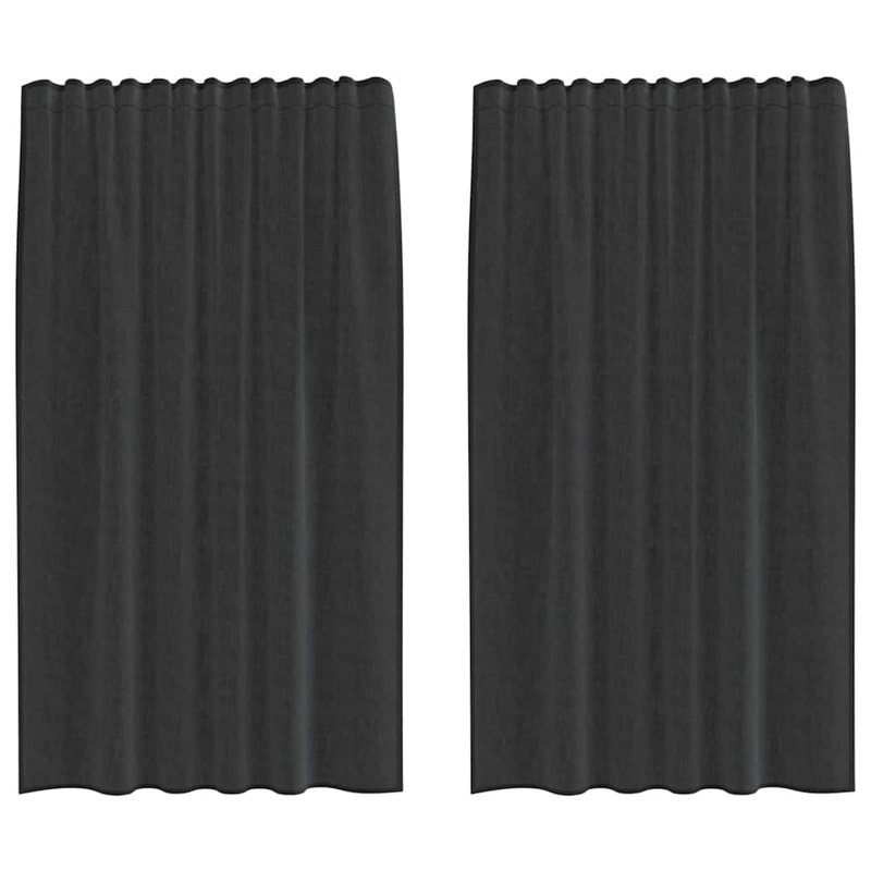 Semi Sheer Curtain Pair, 140cm Width x 175cm Drop, Black