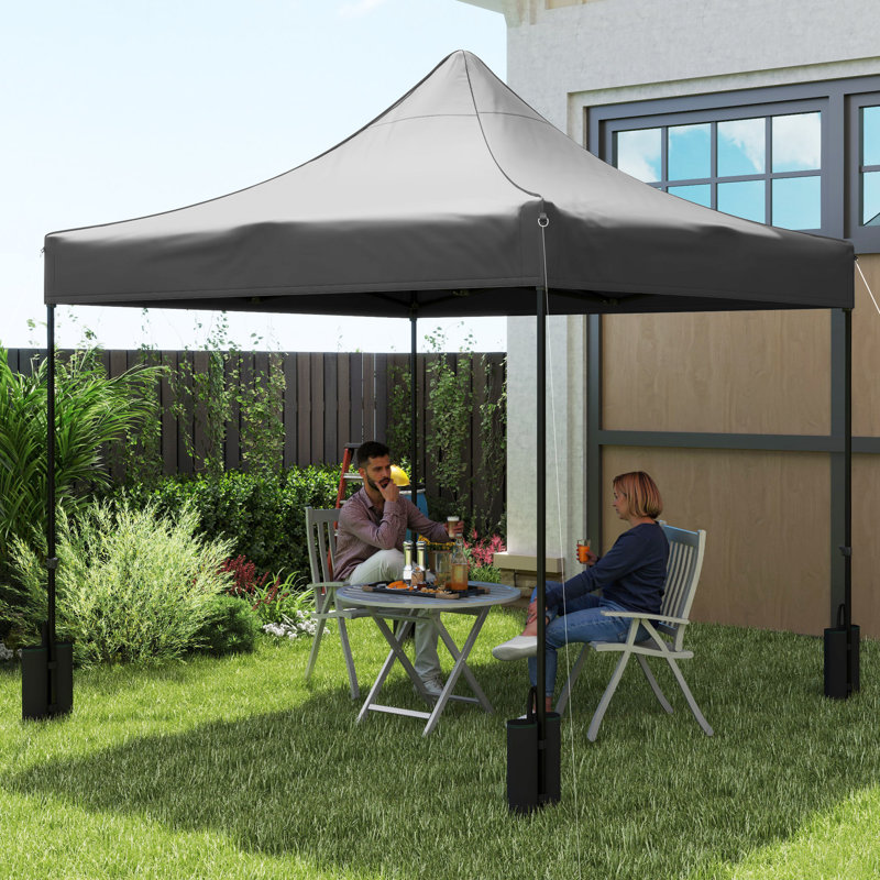 Housse de remplacement pour auvent 10 'x 10' avec 4 sacs de poids et 8 trous de drainage, Gris foncé