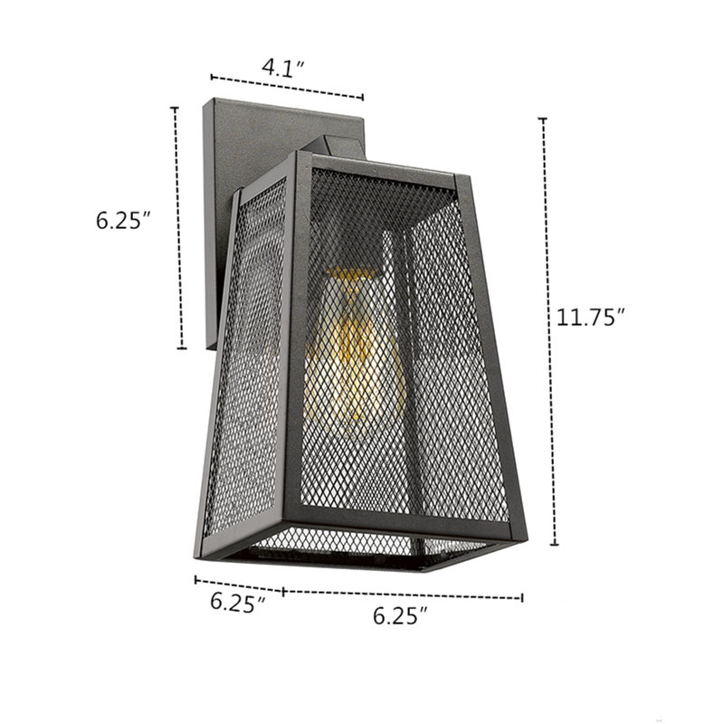 Lanterne murale d'extérieur à 1 ampoule Charlene, H 11,75 po x l 6,25 po x P 6,25 po, Noir