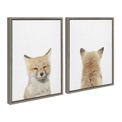 Baby Fox Front and Back by Amy Peterson Framed Canvas Wall Art Set