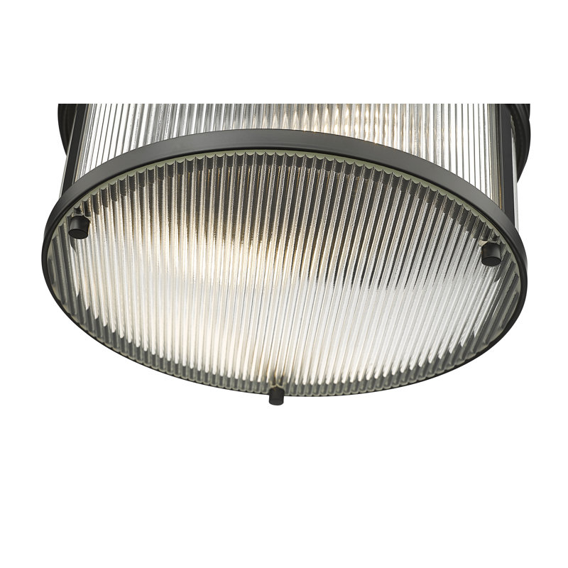 Swati Glass Flush Mount, 6.5" H x 13" W x 13" D, Matte Black