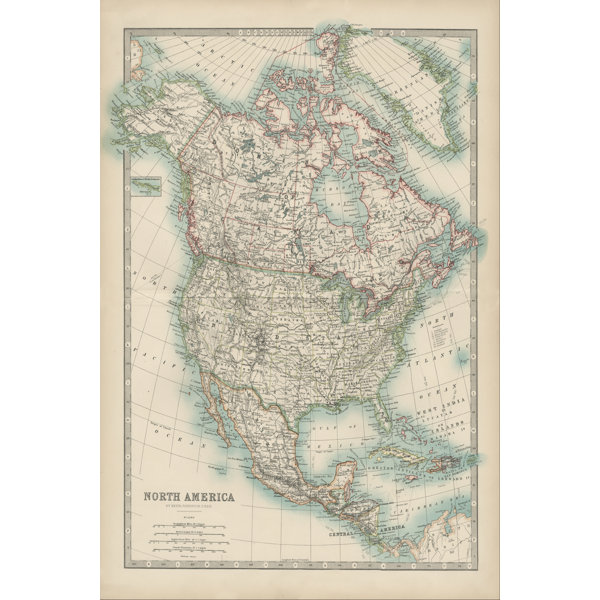 Longshore Tides Johnston''s Map Of North America by Johnston - Wrapped ...