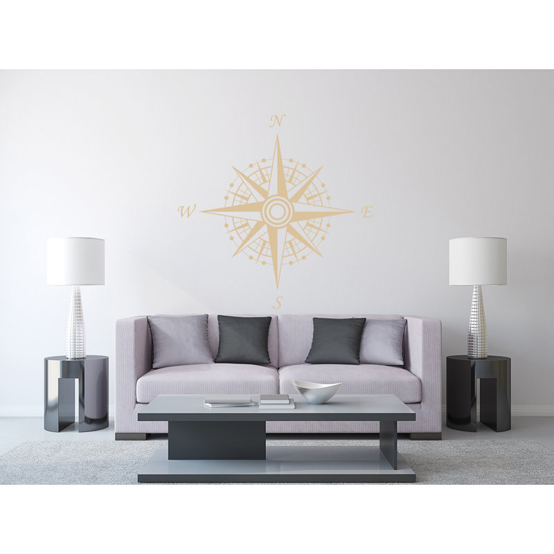 Décalcomanie murale autocollante compass, Beige