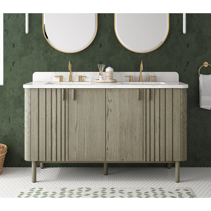 Blakely 60'' Double Bathroom Vanity Base Only, Gray