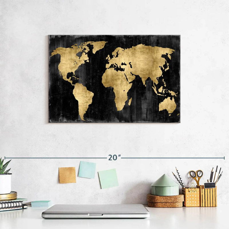 Aliaz The World - Gold On Black, 8" H x 12" W