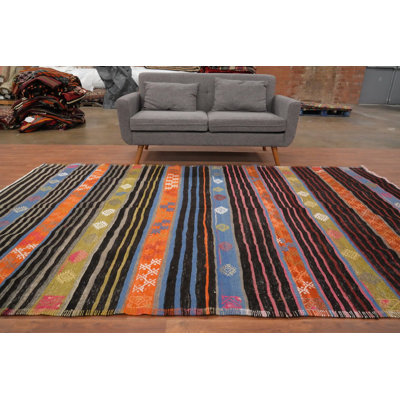 Tapis rayé en laine 7 x 10