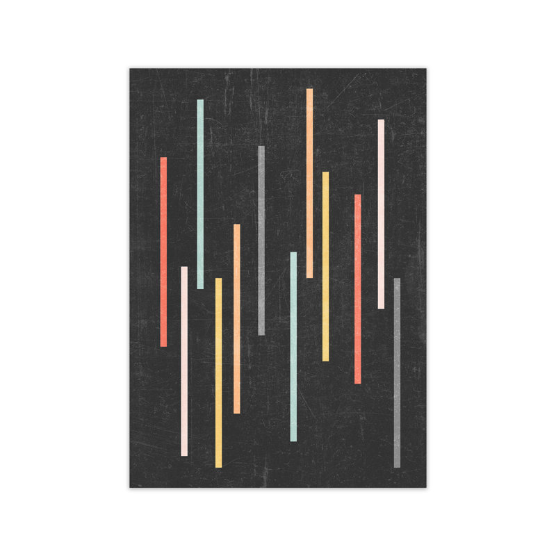 Colourful Lines On Black Grunge - Print, No Frame, 59cm H x 42cm W x 1cm D