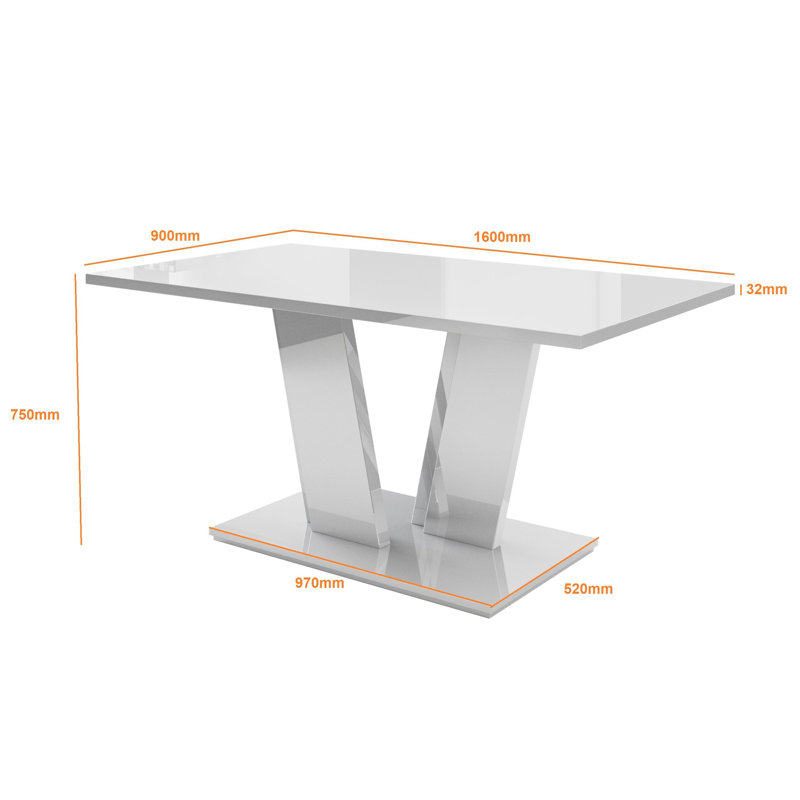 Dining Table Reidy, High Gloss White