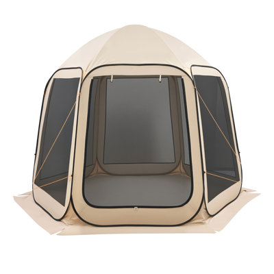 Screen House Tent, 10 x 9.2 ft, 4-8 Person Pop Up Screen Tent, Portable Screened in Canopy with Carry Bag, Netting Sides, Ground Stakes, for Garden, Patio, Backyard, Outdoor Activities, Beige