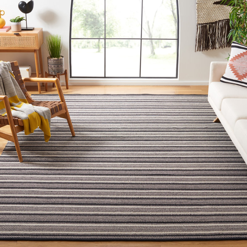 Annia Flat Weave Cotton Striped Rug, Rectangle 6' x 9'