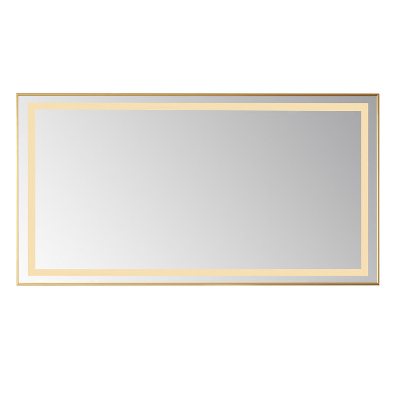 Miroir de salle de bain lumineux, Cadre doré brossé