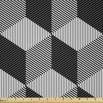 Darneshia Monochrome Cube Composition with Abstract 3D Multi-Purpose Fabric