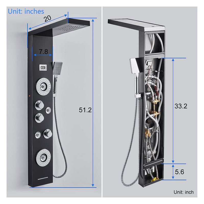 44'' Shower Panel with Fixed Shower Head