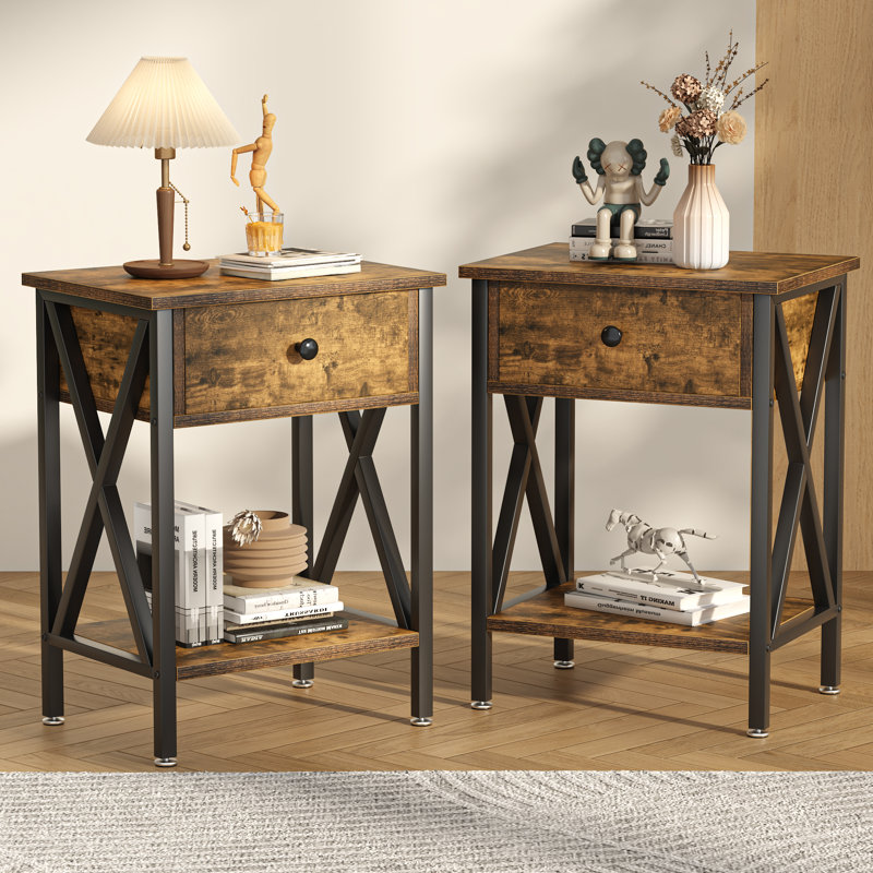 Demmer End Table with Storage, Antique Brown