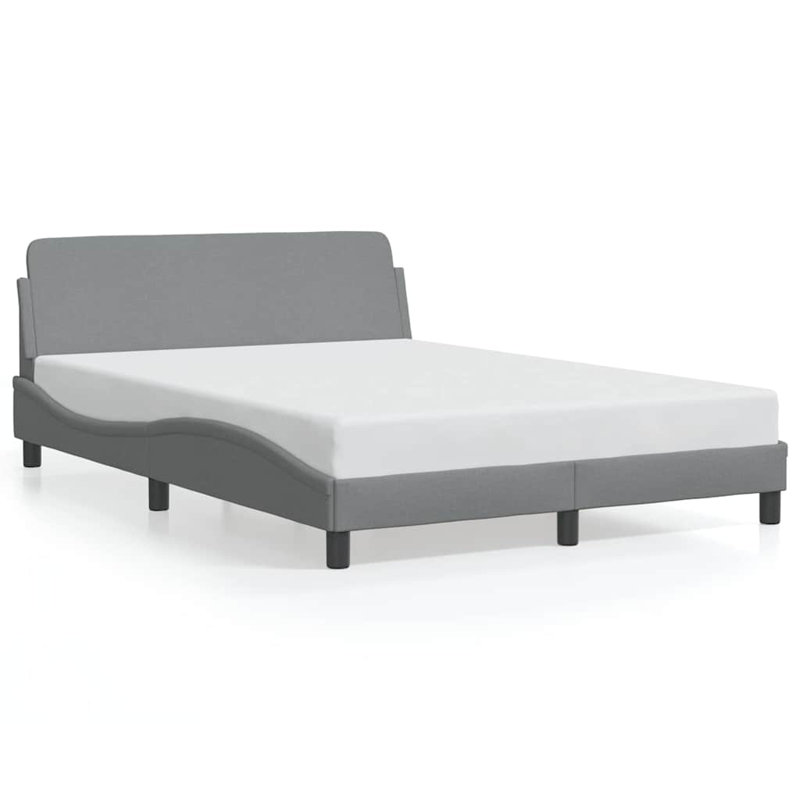 vidaXL Bed Frame Dover Light Grey 137x190 cm Fabric, Grey, Full