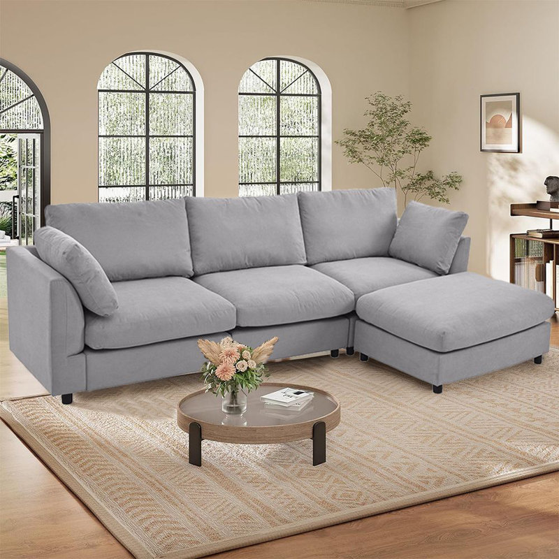 Canapé modulaire 2 pièces rembourré Loutricia, Mélange de polyester gris