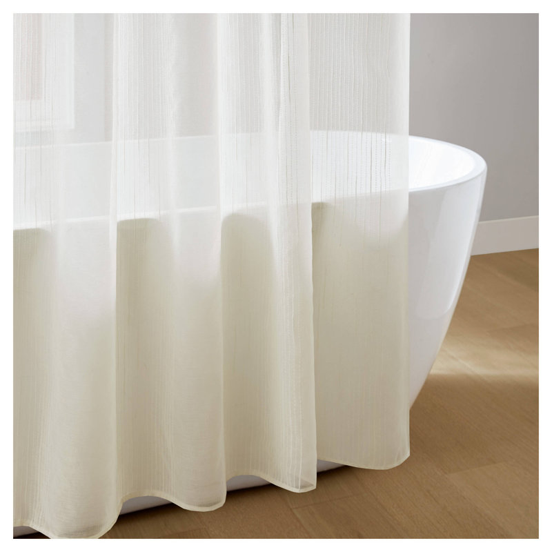 Rideau de douche ivoire à rayures transparentes 72 po x 84 po, Ivory Striped, H 84 po x l 72 po
