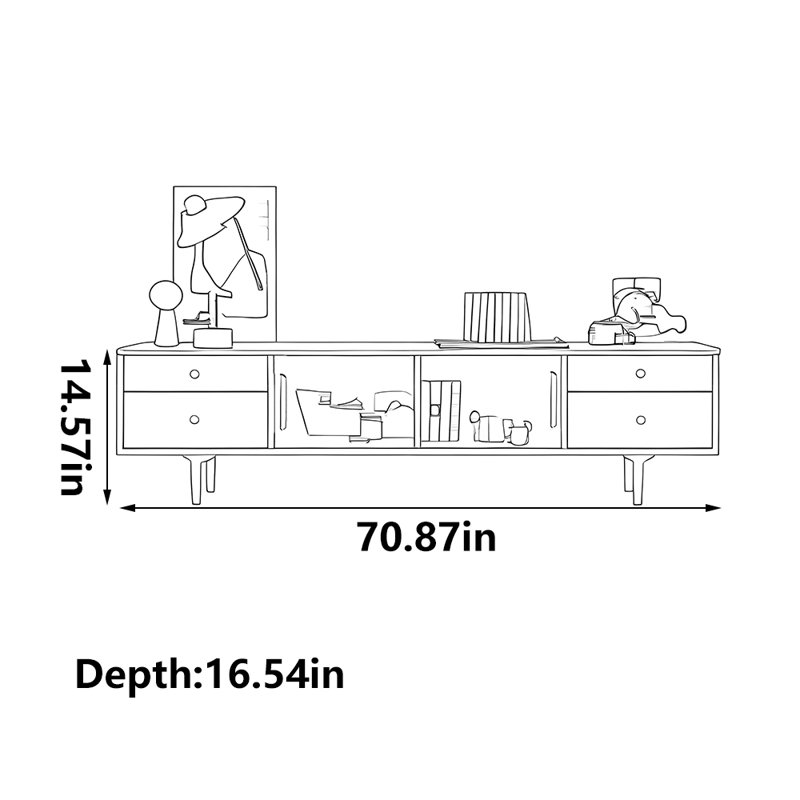 Modern simple large capacity TV cabinet, 70.87"