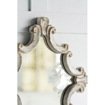 30" x 23.5" Artistic White Diamond Scrollwork Mirror