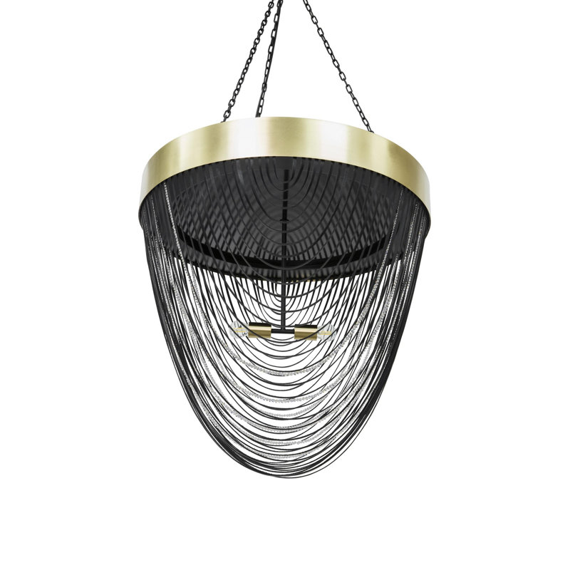 Brass & Leather Fringe Chandelier