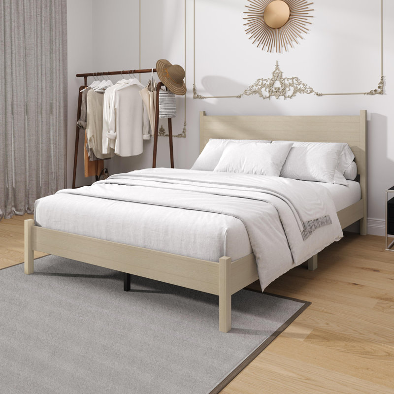 Lit plateforme simple Branford, Lit simple, Blanc antique