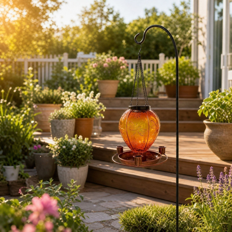 Station de grain solaire en forme de fleur avec veilleuse 2 en 1 pour l'extérieur, 15,7 x 7,67 x 7,6 po, orange, Orange