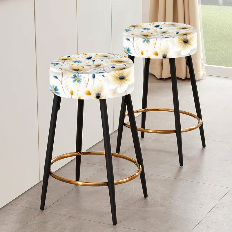 Simplicity In Scandinavian Flowers X - Ensemble de 2 tabourets de bar à fleurs