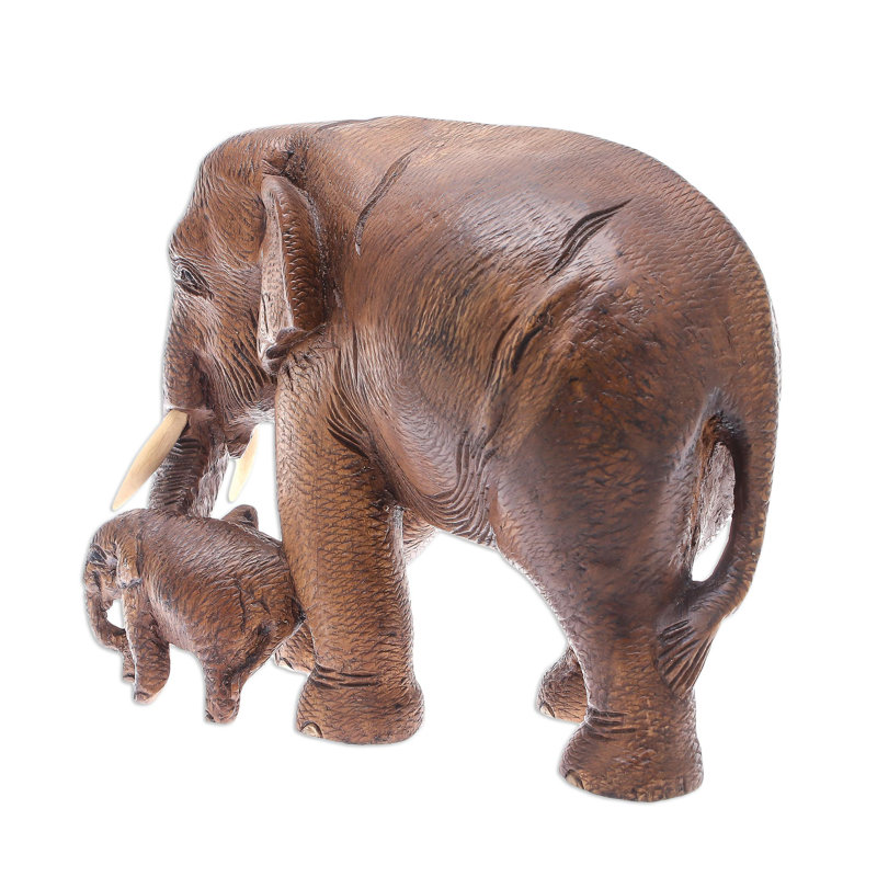 Father and Son Teak Figurine