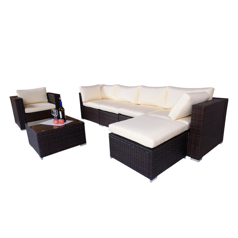 Alhed 4 Seater Rattan Effect Conversation Set