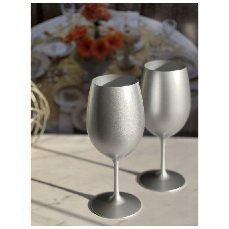 Ensemble de 4 verres à vin en plastique de couleur argent métallique (20 oz), ensemble de verres à vin en acrylique sans BPA, verres à vin rouges incassables, verres à vin blancs