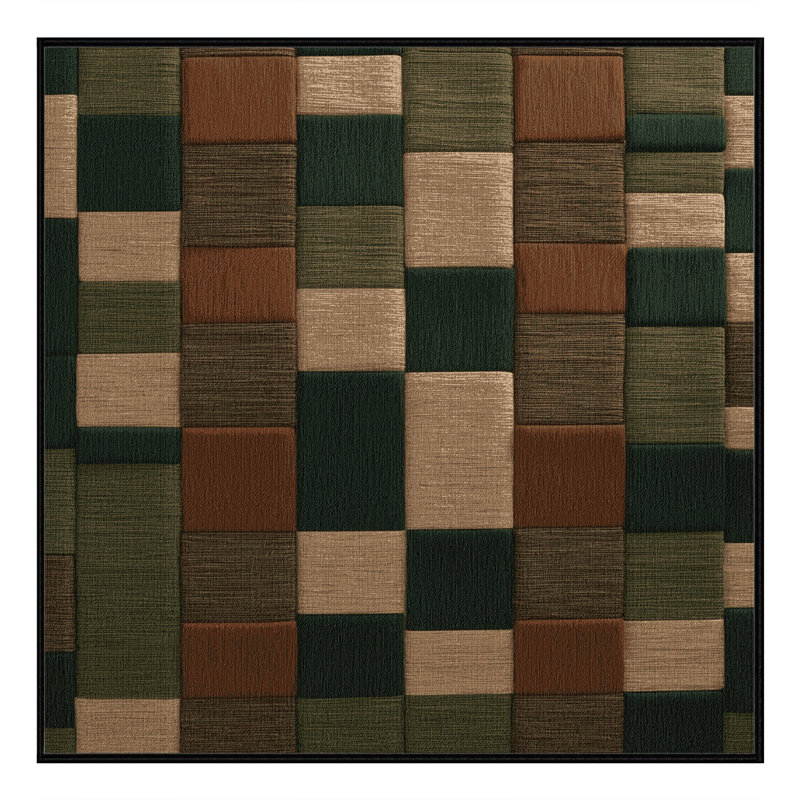 Tapis brun à carreaux lavable à la machine, Carré 3 pi
