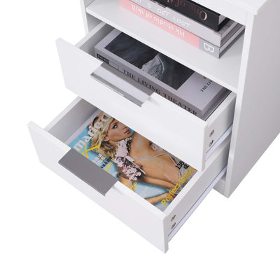 Nightstand With Charging Station,End Table With 2 Drawers,Wooden End Table With Drawer And Opening Shelf,Side Table For Bedroom
