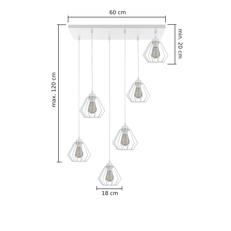 Alneisha 6 - Light Caged Pendant, White