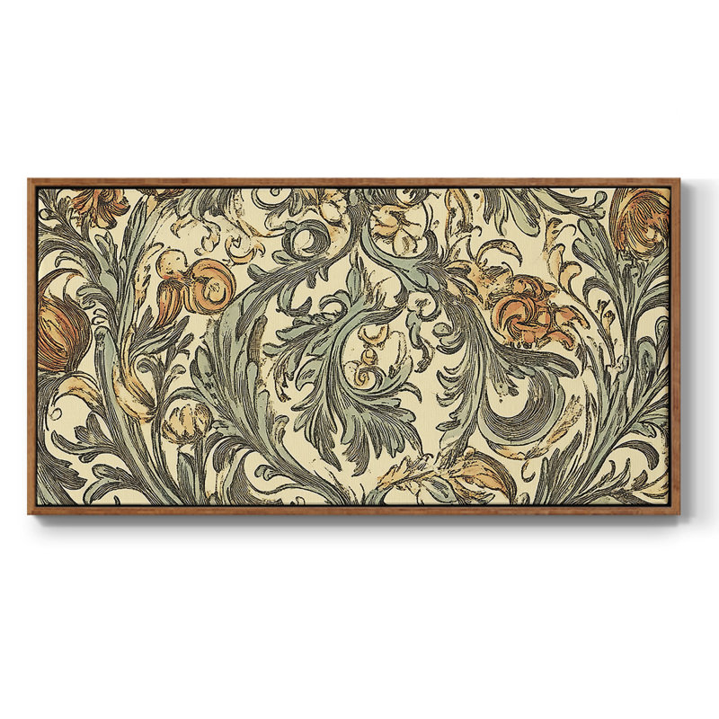 Série abstraite - XIXe - Toile tendue avec châssis encadré - Prêt à être accroché, H 25 po x l 49 po, Noyer