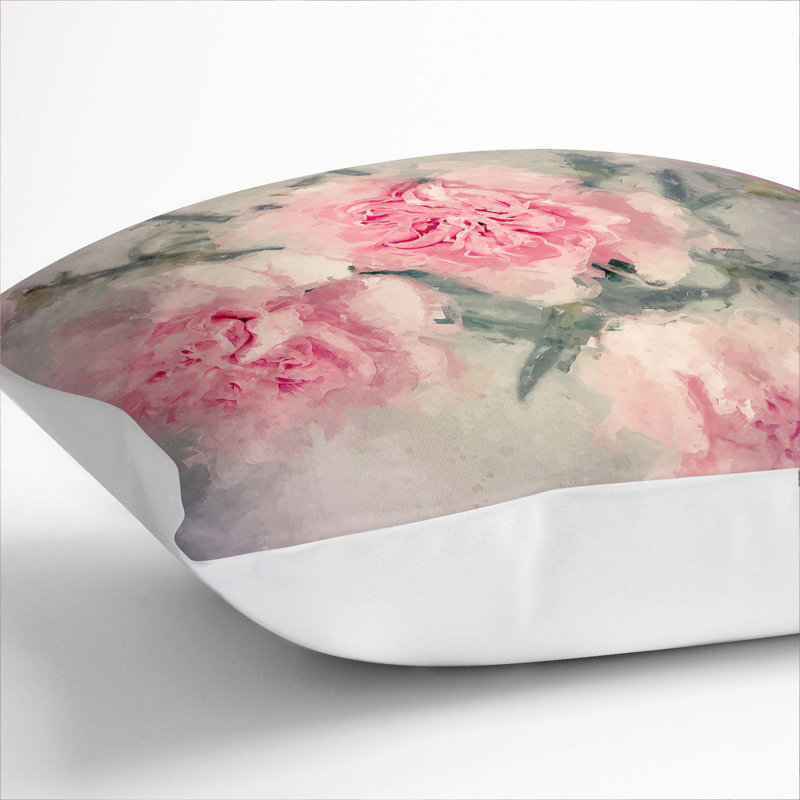 Floral Square Throw Cushion, 40cm H x 40cm W x 15cm D, White