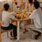 Burlywood&White Round Solid Wood Dining table
