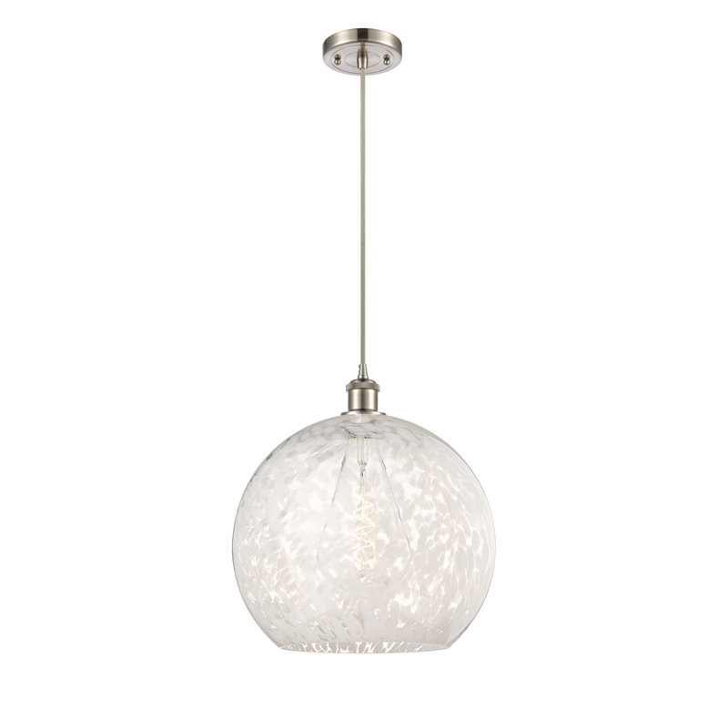 Luminaire suspendu 1 lumière Nathalie, H 16,63 po x l 13,75 po x P 13,75 po, Nickel satiné brossé