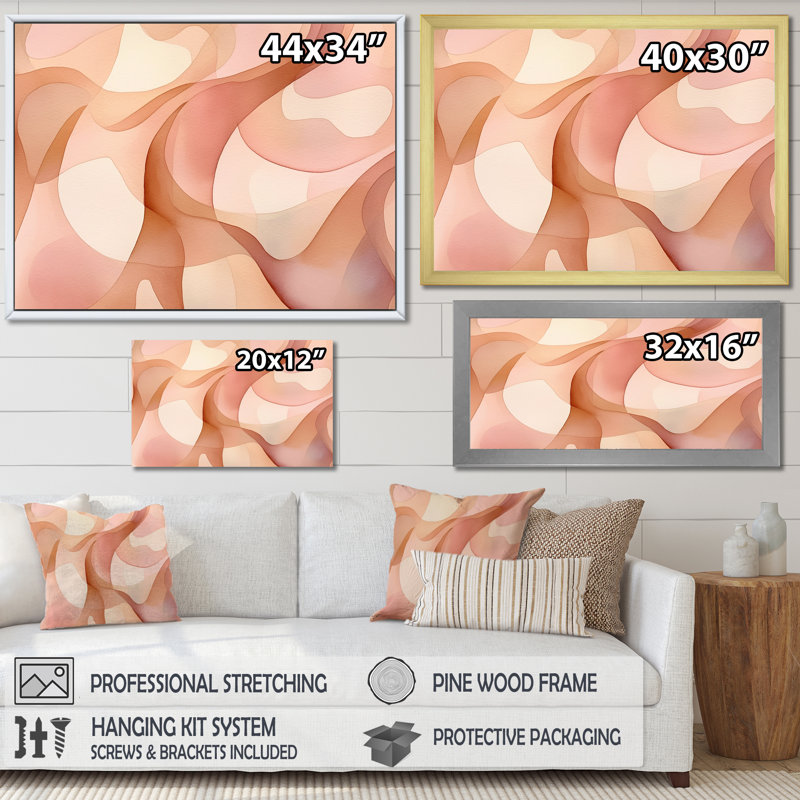 «Nutshell Waves Abstract Watercolor - Abstract Shapes», reproduction d'art sur toile, H 24 po x l 32 po x P 1 po