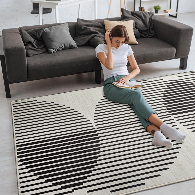 Jett Modern Pattern Printed Area Rug - Minimalist Abstract Area Rug for Contemporary Interiors, Rectangle 120 x 170 cm