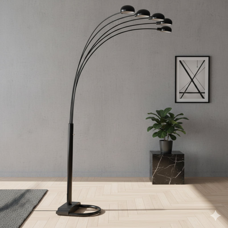 Satin Black 5-Light Floor Lamp